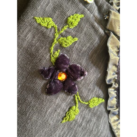 Cordelia Cardigan Sweater Purple Ruffly Embroidery Whimsigoth Artsy Womens M - Picture 11 of 11